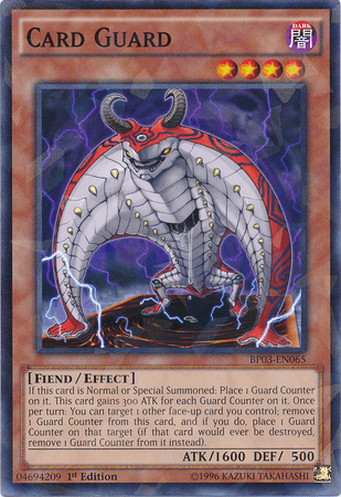 1st Edition, Battle Pack 3: Monster League, Dark, Effect Monster, Fiend, Shatterfoil Rare Card Guard [BP03-EN065] Shatterfoil Rare - Trading Card World