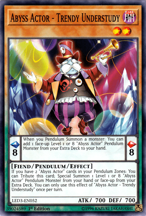 1st Edition, Common, Dark, Fiend, Legendary Duelists: White Dragon Abyss, Pendulum/Effect Monster Abyss Actor - Trendy Understudy [LED3-EN052] Common - Trading Card World