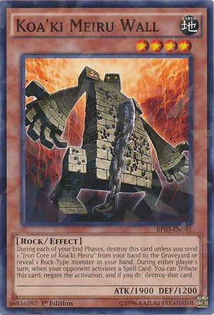 1st Edition, Battle Pack 3: Monster League, Earth, Effect Monster, Rock, Shatterfoil Rare Koa'ki Meiru Wall [BP03-EN081] Shatterfoil Rare - Trading Card World