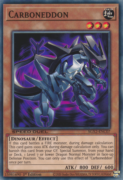 1st Edition, Common, Dinosaur, Earth, Effect Monster, Speed Duel GX: Midterm Paradox Carboneddon [SGX2-ENC07] Common - Trading Card World