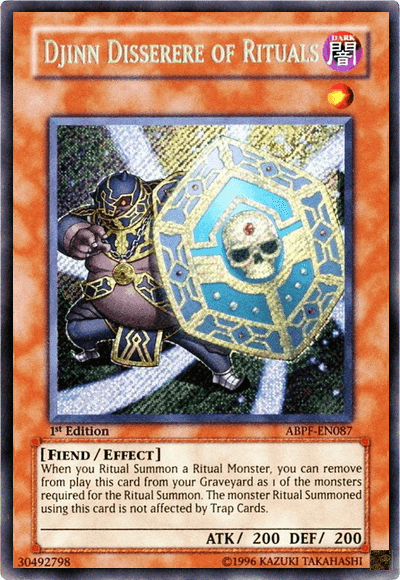 1st Edition, Absolute Powerforce, Dark, Effect Monster, Fiend, Secret Rare, Unlimited Djinn Disserere of Rituals [ABPF-EN087] Secret Rare - Trading Card World