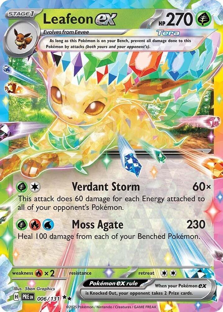 006, Double Rare, Fire [x2], Grass, Holofoil, Scarlet & Violet: Prismatic Evolutions Leafeon ex (006/131) [Scarlet & Violet: Prismatic Evolutions] - Trading Card World