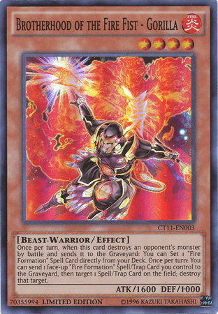 2014 Mega-Tins, Beast-Warrior, Effect Monster, Fire, Limited, Super Rare Brotherhood of the Fire Fist - Gorilla [CT11-EN003] Super Rare - Trading Card World