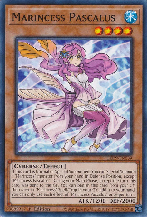 1st Edition, Common, Cyberse, Effect Monster, Legendary Duelists: Duels From the Deep, Water Marincess Pascalus [LED9-EN039] Common - Trading Card World