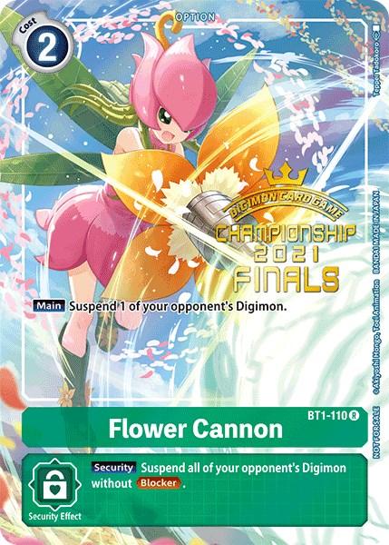 BT1-110, Green, Option, Rare, Release Special Booster Promos Flower Cannon [BT1-110] (2021 Championship Finals Tamer's Evolution Pack) [Release Special Booster Promos] - Trading Card World