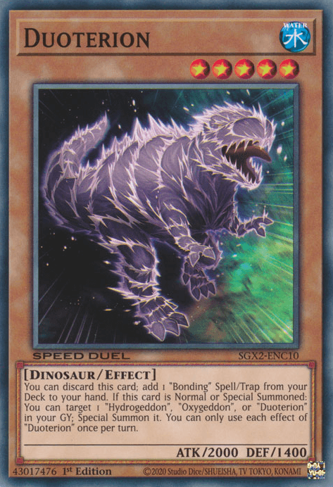 1st Edition, Common, Dinosaur, Effect Monster, Speed Duel GX: Midterm Paradox, Water Duoterion [SGX2-ENC10] Common - Trading Card World