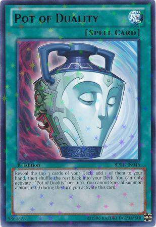 1st Edition, Battle Pack: Epic Dawn, Normal Spell, Spell, Starfoil Rare, Unlimited Pot of Duality [BP01-EN046] Starfoil Rare - Trading Card World