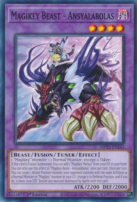 1st Edition, 2022 Tin of the Pharaoh's Gods, Beast, Common, Dark, Tuner/Fusion/Effect Monster Magikey Beast - Ansyalabolas [MP22-EN143] Common - Trading Card World