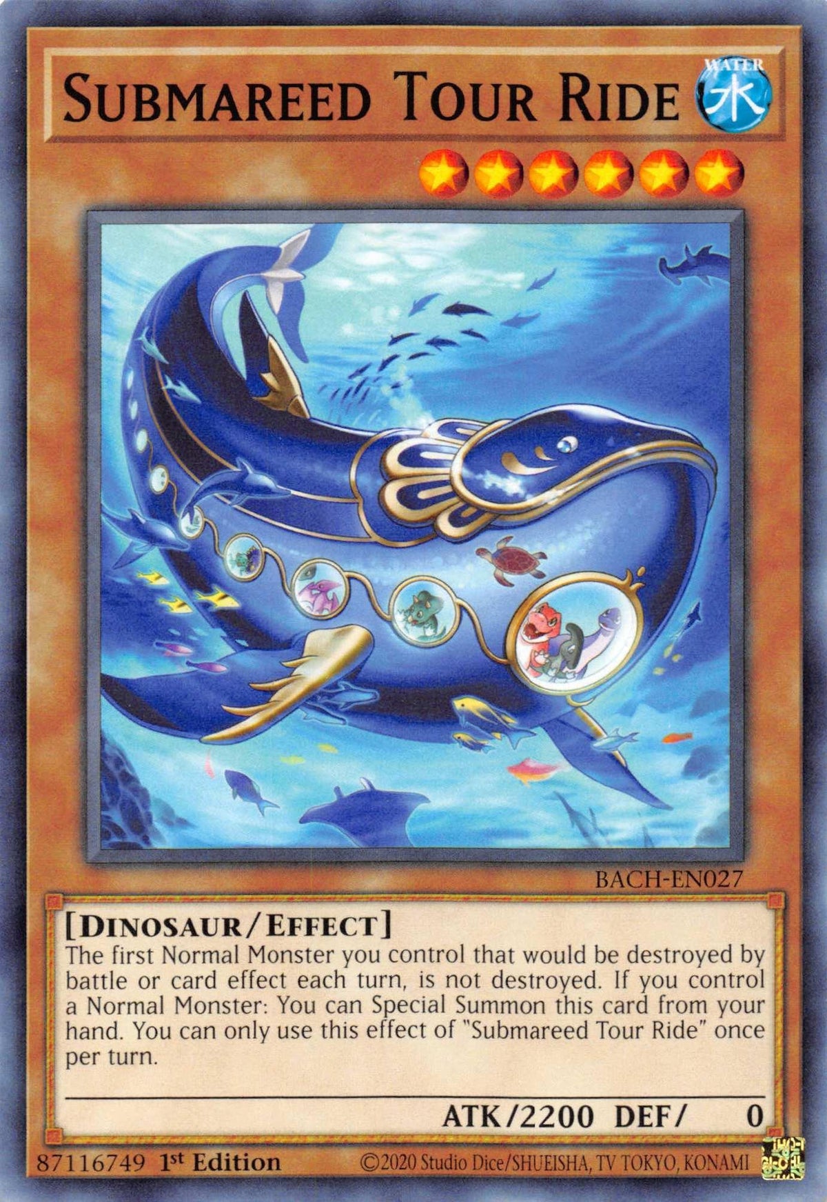 1st Edition, Battle of Chaos, Common, Dinosaur, Effect Monster, Water Submareed Tour Ride [BACH-EN027] Common - Trading Card World