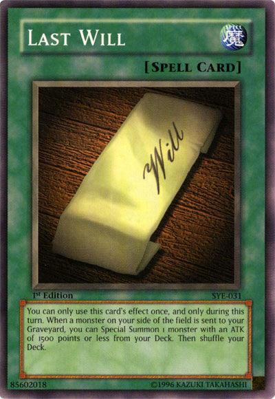1st Edition, Common, Normal Spell, Spell, Starter Deck: Yugi Evolution, Unlimited Last Will [SYE-031] Common - Trading Card World
