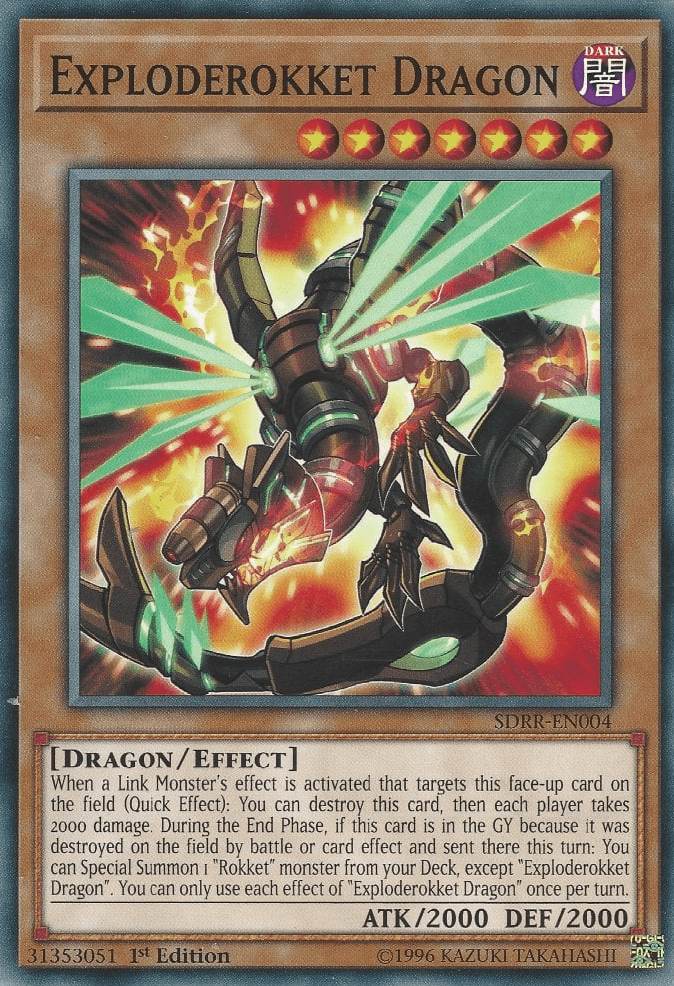 1st Edition, Common, Dark, Dragon, Effect Monster, Structure Deck: Rokket Revolt Exploderokket Dragon [SDRR-EN004] Common - Trading Card World