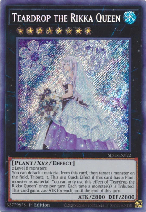 1st Edition, Plant, Secret Rare, Secret Slayers, Water, Xyz/Effect Monster Teardrop the Rikka Queen [SESL-EN022] Secret Rare - Trading Card World