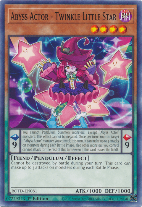 1st Edition, Common, Dark, Fiend, Pendulum/Effect Monster, Rise of the Duelist Abyss Actor - Twinkle Little Star [ROTD-EN081] Common - Trading Card World