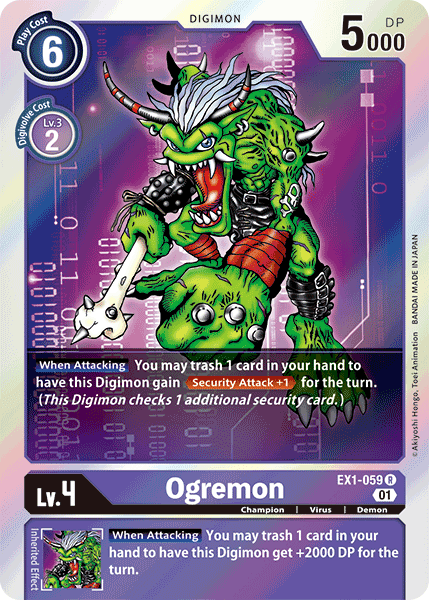 Champion, Classic Collection, Demon, Digimon, EX1-059, Purple, Rare, Virus Ogremon [EX1-059] [Classic Collection] - Trading Card World