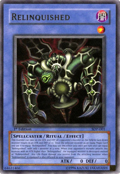 1st Edition, Dark, Ritual/Effect Monster, Spellcaster, Starter Deck: Pegasus, Ultra Rare, Unlimited Relinquished [SDP-001] Ultra Rare - Trading Card World
