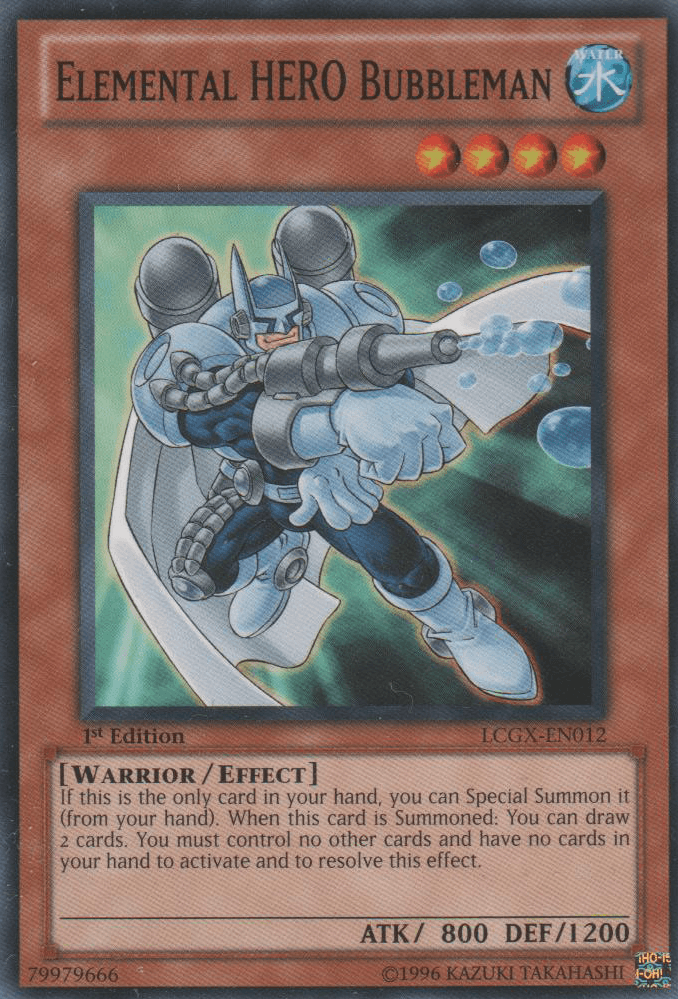 1st Edition, Common, Effect Monster, Legendary Collection 2, Unlimited, Warrior, Water Elemental HERO Bubbleman [LCGX-EN012] Common - Trading Card World