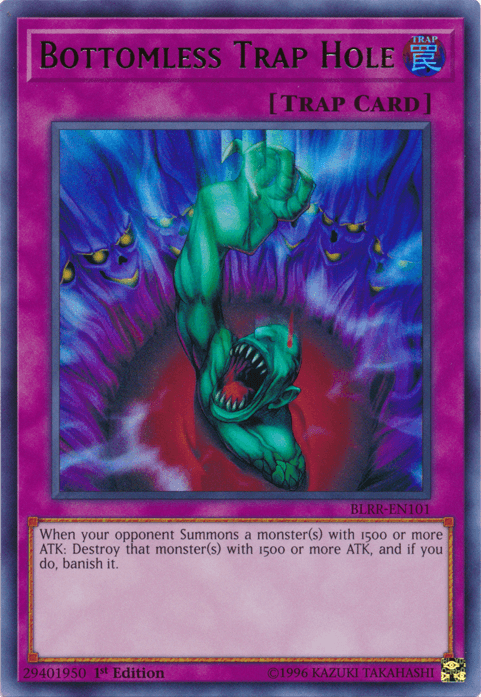 1st Edition, Battles of Legend: Relentless Revenge, Normal Trap, Trap, Ultra Rare Bottomless Trap Hole [BLRR-EN101] Ultra Rare - Trading Card World