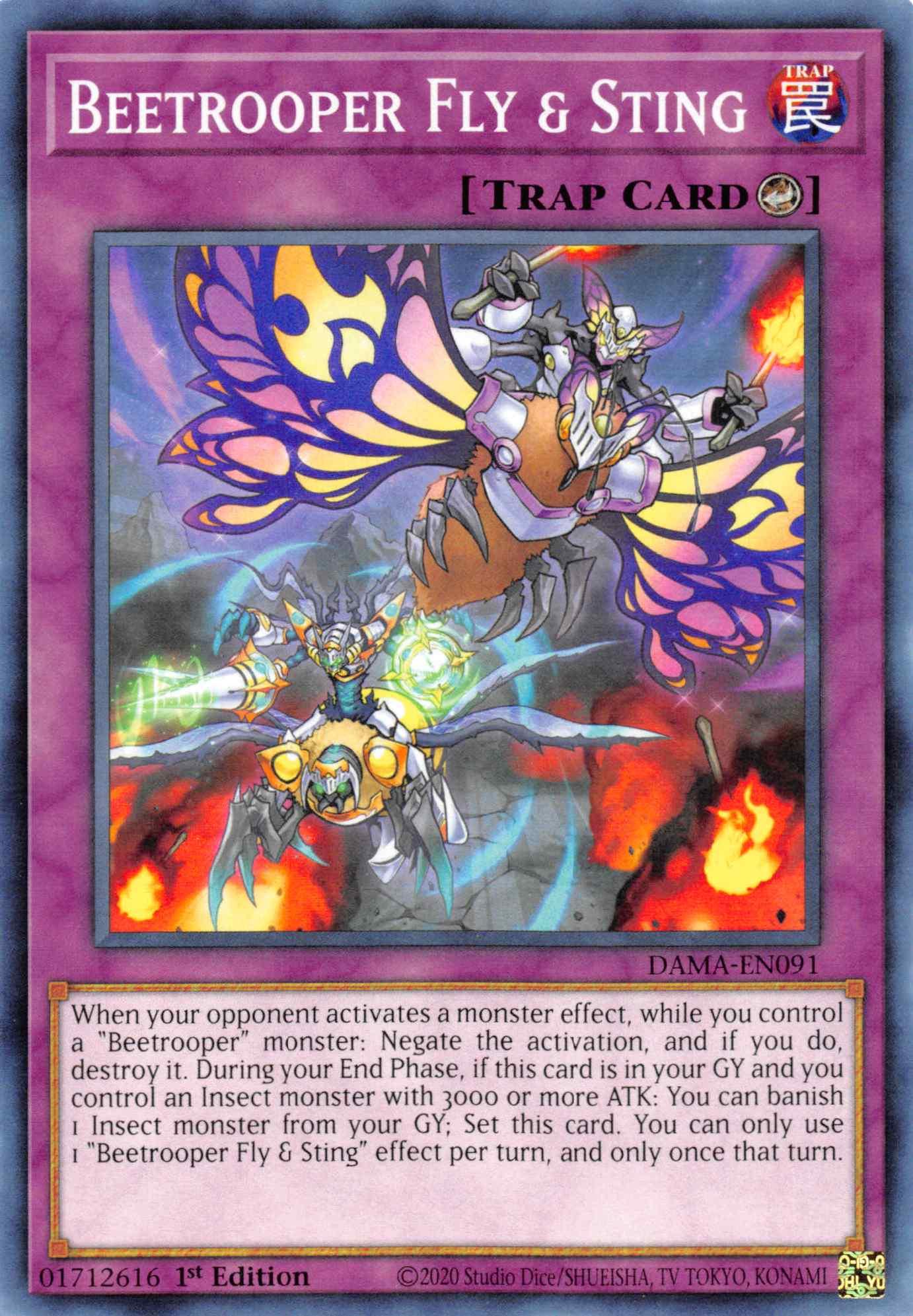 1st Edition, Common, Counter Trap, Dawn of Majesty, Trap Beetrooper Fly & Sting [DAMA-EN091] Common - Trading Card World