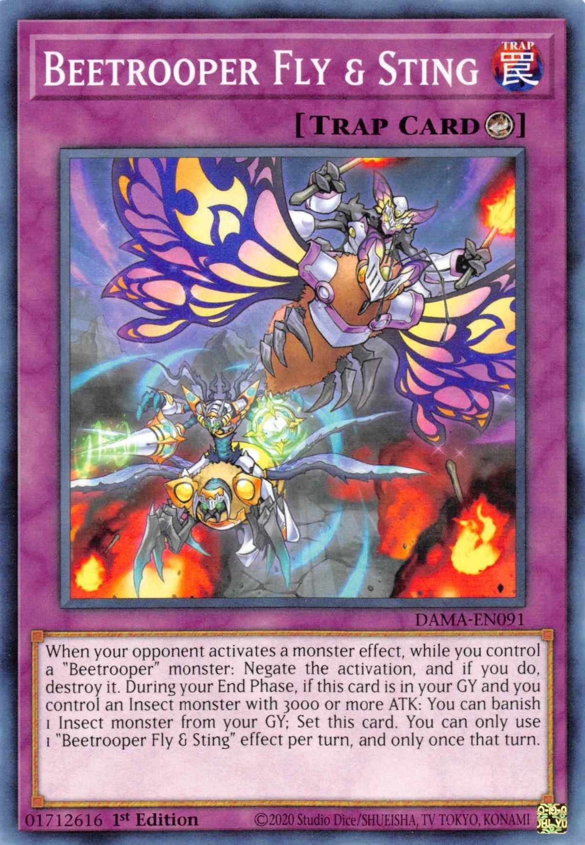 1st Edition, Common, Counter Trap, Dawn of Majesty, Trap Beetrooper Fly & Sting [DAMA-EN091] Common - Trading Card World