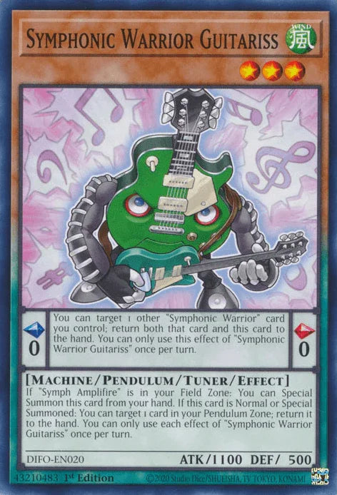 1st Edition, Common, Dimension Force, Machine, Pendulum/Tuner/Effect Monster, Wind Symphonic Warrior Guitariss [DIFO-EN020] Common - Trading Card World