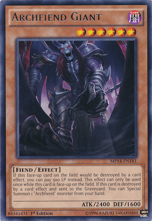 1st Edition, 2014 Mega-Tins Mega Pack, Dark, Effect Monster, Fiend, Rare Archfiend Giant [MP14-EN181] Rare - Trading Card World