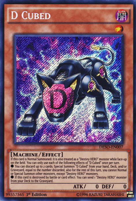1st Edition, Dark, Destiny Soldiers, Effect Monster, Machine, Secret Rare D Cubed [DESO-EN007] Secret Rare - Trading Card World