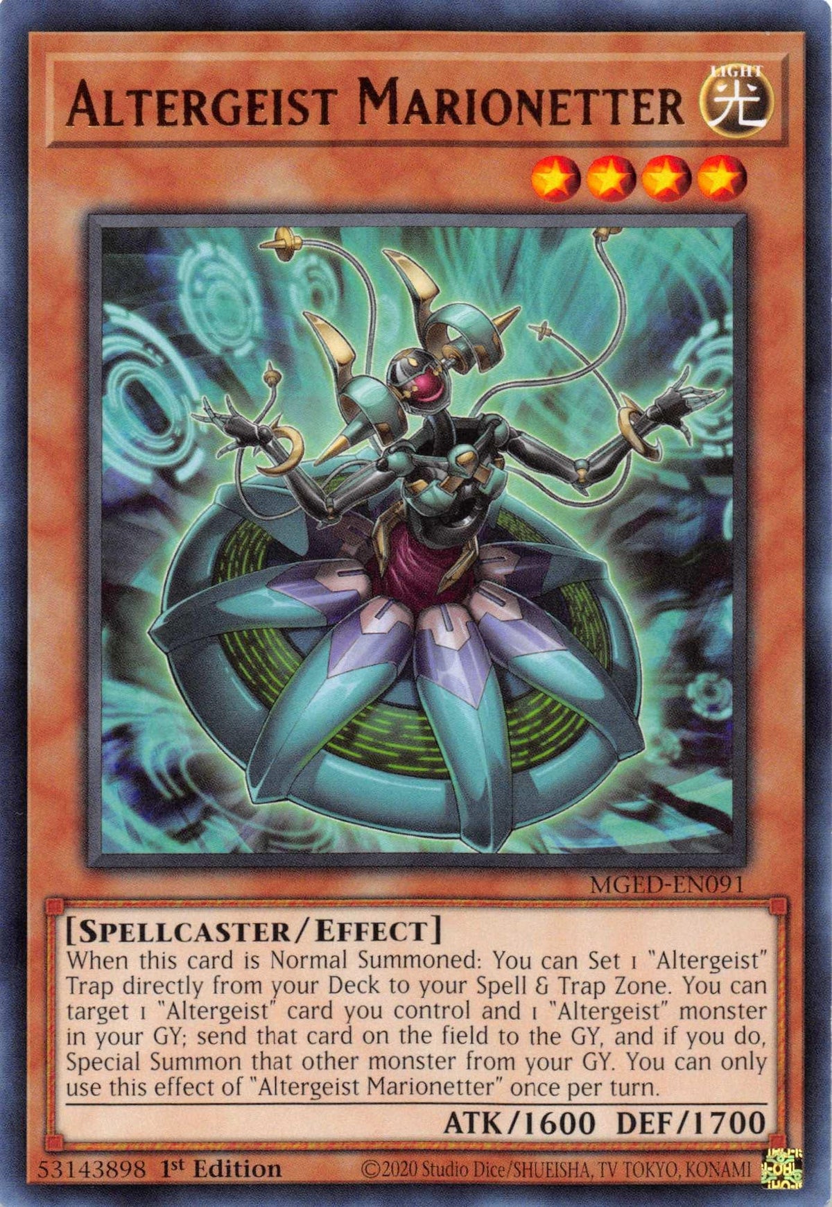 1st Edition, Effect Monster, Light, Maximum Gold: El Dorado, Rare, Spellcaster Altergeist Marionetter [MGED-EN091] Rare - Trading Card World