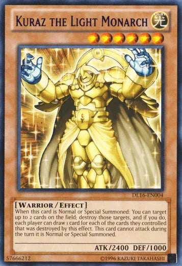 Duelist League Promo, Effect Monster, Light, Rare, Unlimited, Warrior Kuraz the Light Monarch (Purple) [DL16-EN004] Rare - Trading Card World