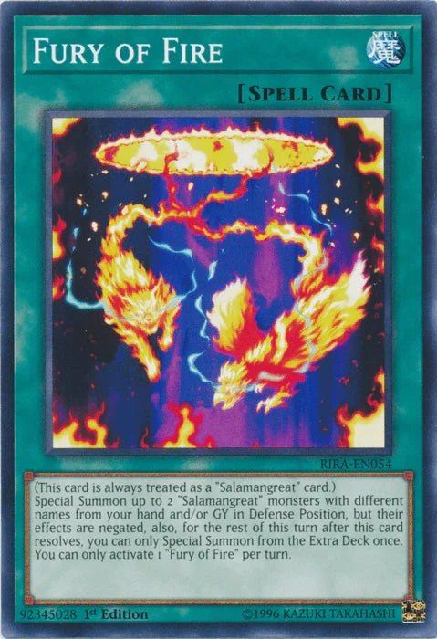 1st Edition, Common, Normal Spell, Rising Rampage, Spell, Unlimited Fury of Fire [RIRA-EN054] Common - Trading Card World