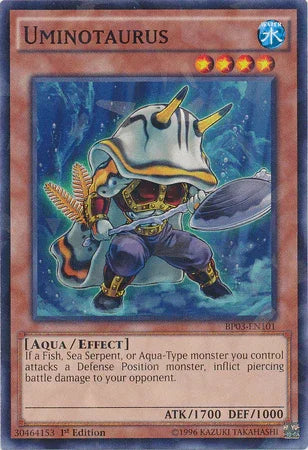 1st Edition, Aqua, Battle Pack 3: Monster League, Effect Monster, Shatterfoil Rare, Water Uminotaurus [BP03-EN101] Shatterfoil Rare - Trading Card World