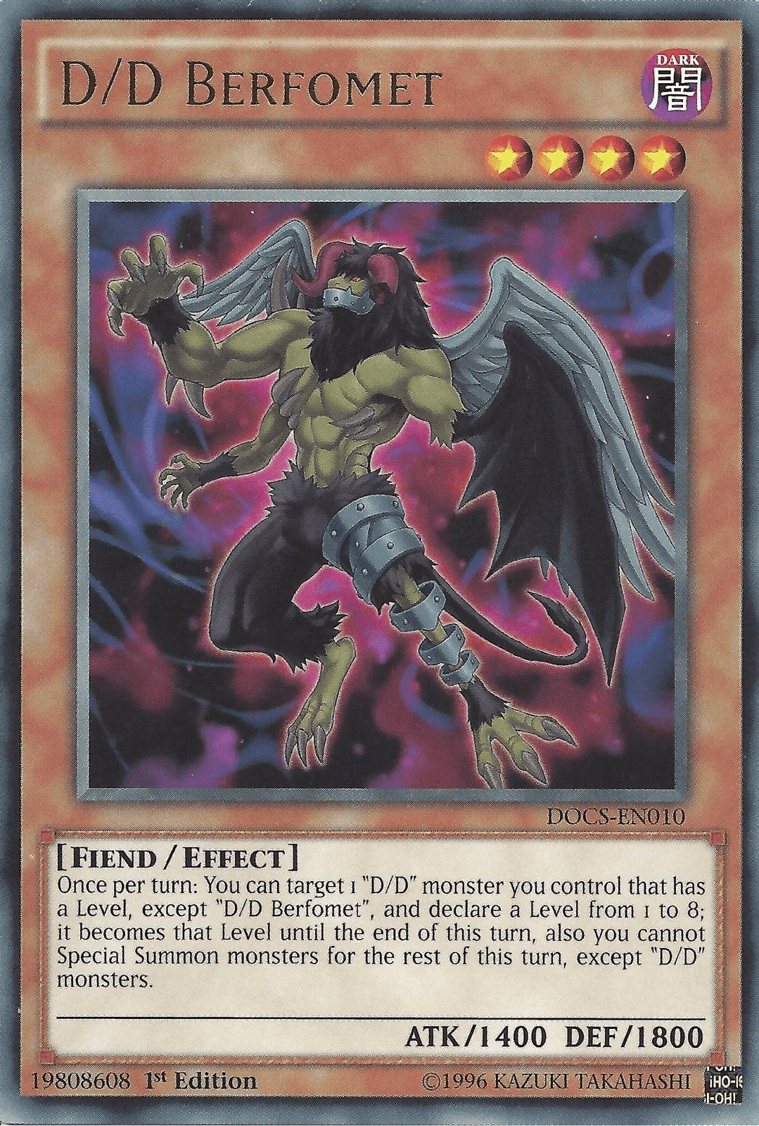 1st Edition, Dark, Dimension of Chaos, Effect Monster, Fiend, Rare, Unlimited D/D Berfomet [DOCS-EN010] Rare - Trading Card World