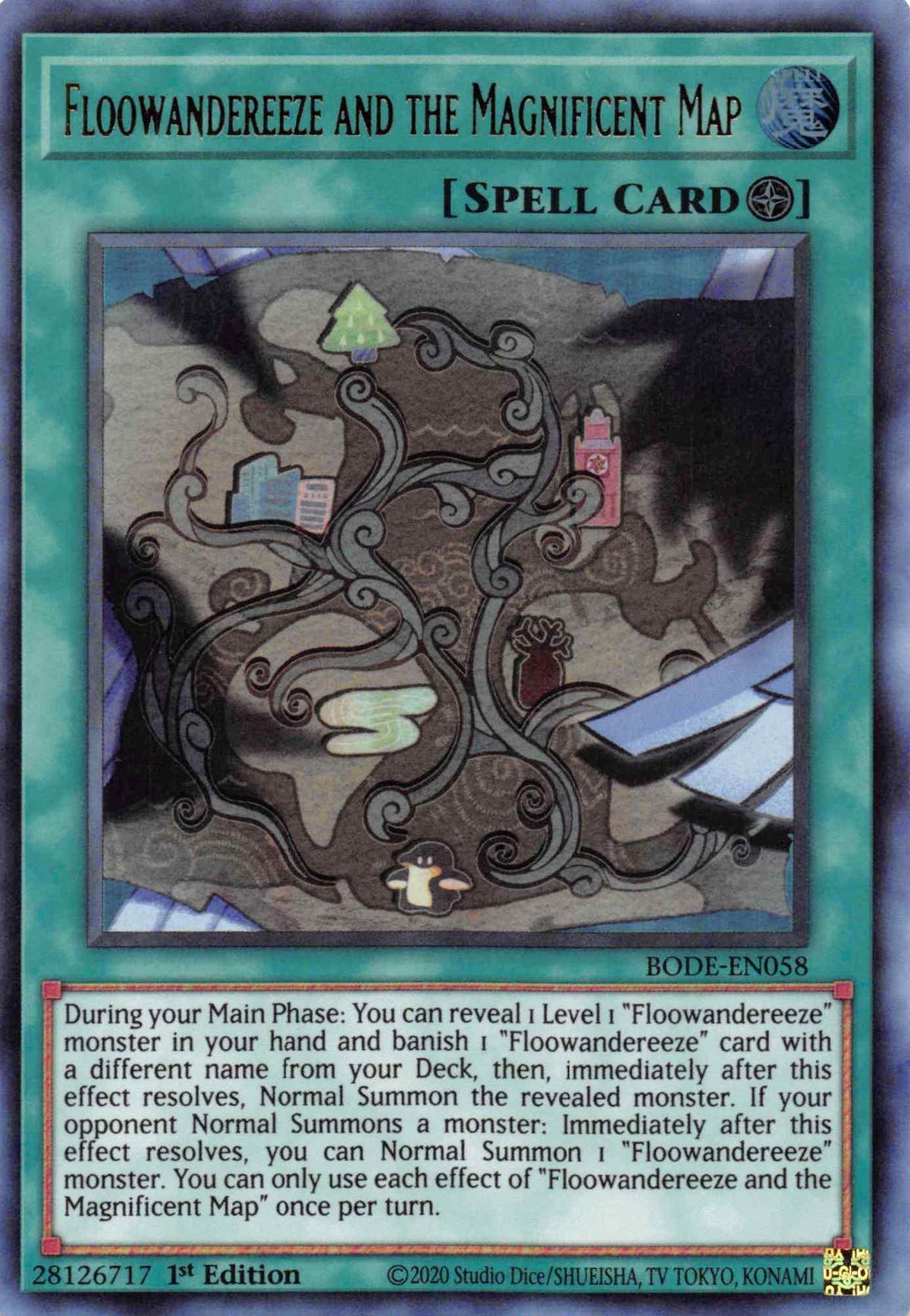 1st Edition, Burst of Destiny, Field Spell, Spell, Ultra Rare Floowandereeze and the Magnificent Map [BODE-EN058] Ultra Rare - Trading Card World