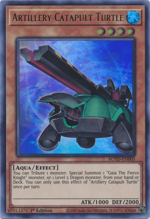 1st Edition, Aqua, Effect Monster, Rise of the Duelist, Ultra Rare, Water Artillery Catapult Turtle [ROTD-EN003] Ultra Rare - Trading Card World