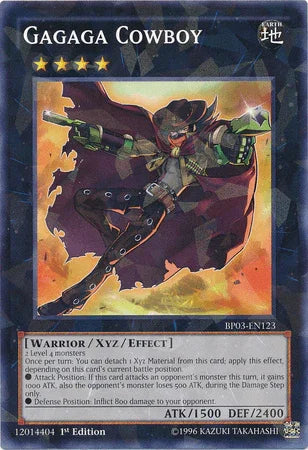 1st Edition, Battle Pack 3: Monster League, Earth, Shatterfoil Rare, Warrior, Xyz/Effect Monster Gagaga Cowboy [BP03-EN123] Shatterfoil Rare - Trading Card World
