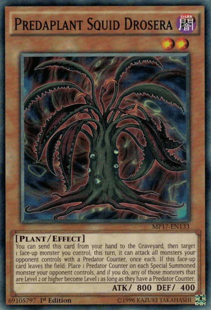 1st Edition, 2017 Mega-Tins Mega Pack, Common, Dark, Effect Monster, Plant Predaplant Squid Drosera [MP17-EN133] Common - Trading Card World