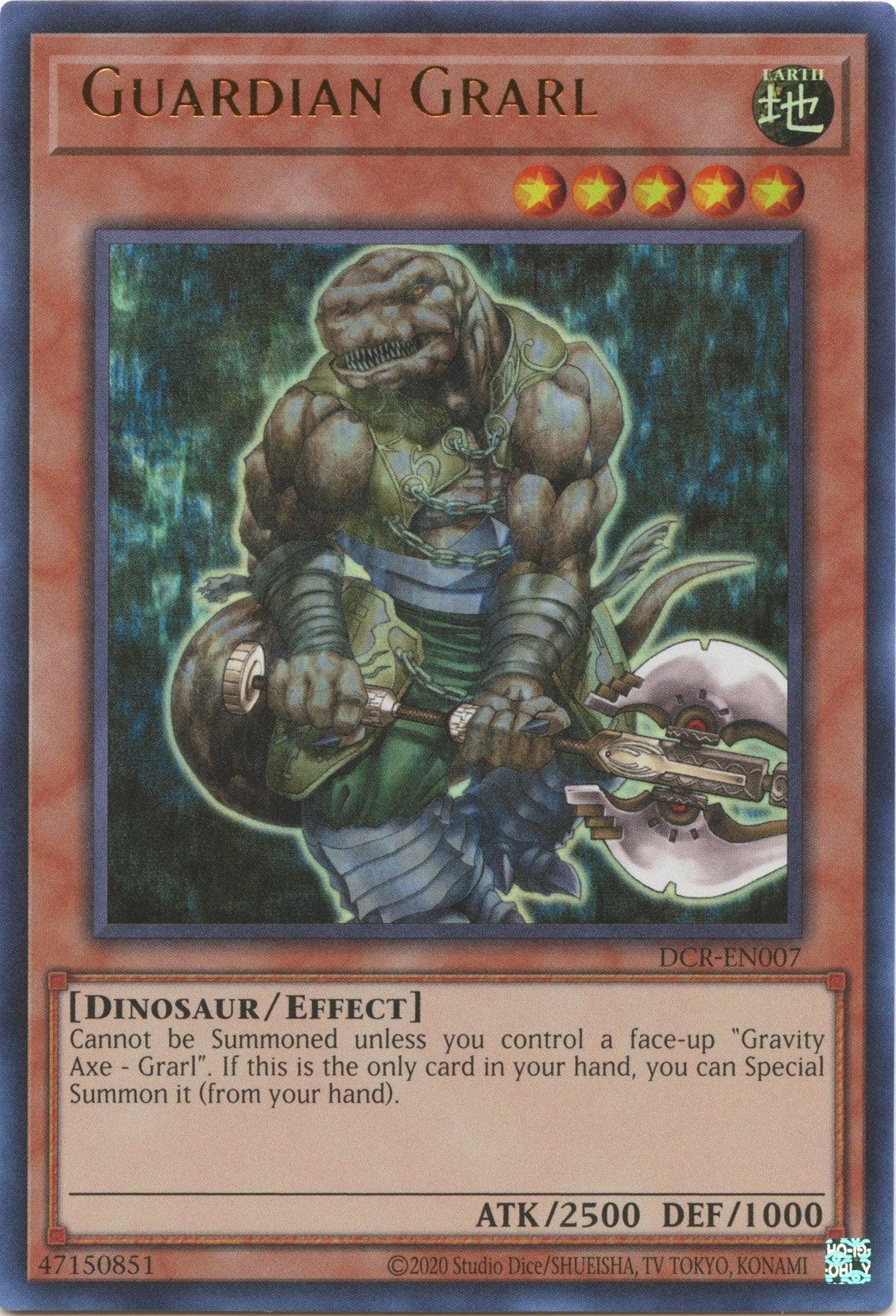 Dark Crisis (25th Anniversary Edition), Dinosaur, Earth, Effect Monster, Ultra Rare, Unlimited Guardian Grarl (25th Anniversary) [DCR-EN007] Ultra Rare - Trading Card World
