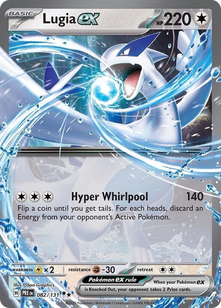 082, Colorless, Double Rare, Fighting [-30], Holofoil, Lightning [x2], Scarlet & Violet: Prismatic Evolutions Lugia ex (082/131) [Scarlet & Violet: Prismatic Evolutions] - Trading Card World