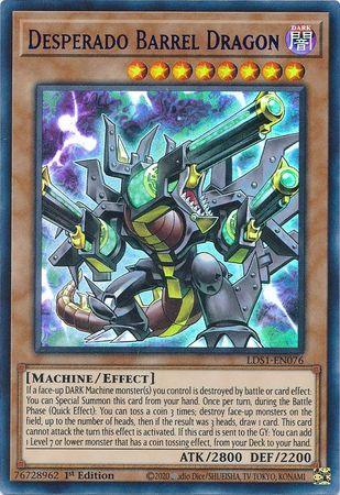 1st Edition, Dark, Effect Monster, Legendary Duelists: Season 1, Machine, Ultra Rare Desperado Barrel Dragon (Purple) [LDS1-EN076] Ultra Rare - Trading Card World