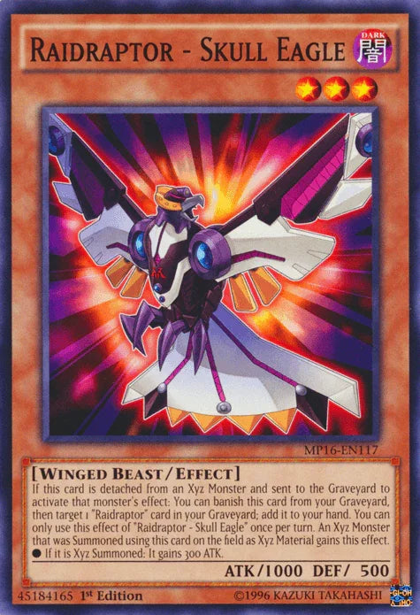 1st Edition, 2016 Mega-Tins Mega Pack, Common, Dark, Effect Monster, Unlimited, Winged Beast Raidraptor - Skull Eagle [MP16-EN117] Common - Trading Card World