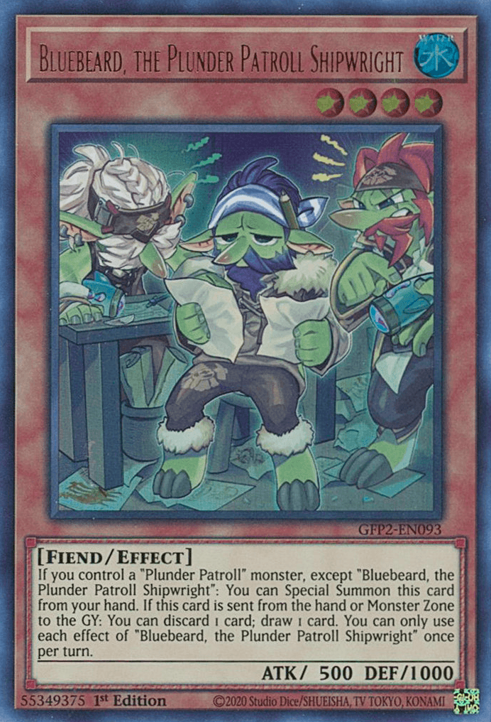 1st Edition, Effect Monster, Fiend, Ghosts From the Past: The 2nd Haunting, Ultra Rare, Water Bluebeard, the Plunder Patroll Shipwright [GFP2-EN093] Ultra Rare - Trading Card World