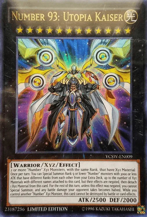 Light, Limited, Ultra Rare, Warrior, Xyz/Effect Monster, Yu-Gi-Oh! Championship Series Prize Cards Number 93: Utopia Kaiser [YCSW-EN009] Ultra Rare - Trading Card World