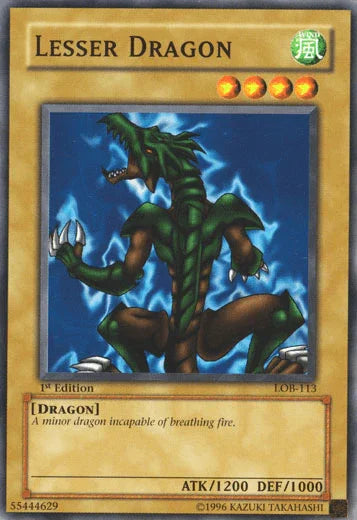 1st Edition, Common, Dragon, Normal Monster, The Legend of Blue Eyes White Dragon, Unlimited, Wind Lesser Dragon [LOB-113] Common - Trading Card World