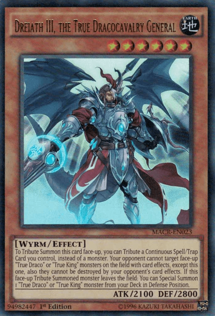 1st Edition, Earth, Effect Monster, Maximum Crisis, Ultra Rare, Unlimited, Wyrm Dreiath III, the True Dracocavalry General [MACR-EN023] Ultra Rare - Trading Card World