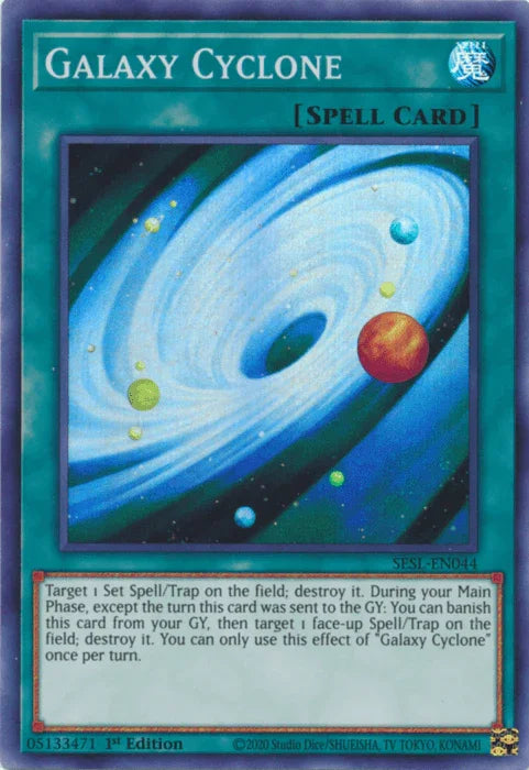 1st Edition, Normal Spell, Secret Slayers, Spell, Super Rare Galaxy Cyclone [SESL-EN044] Super Rare - Trading Card World