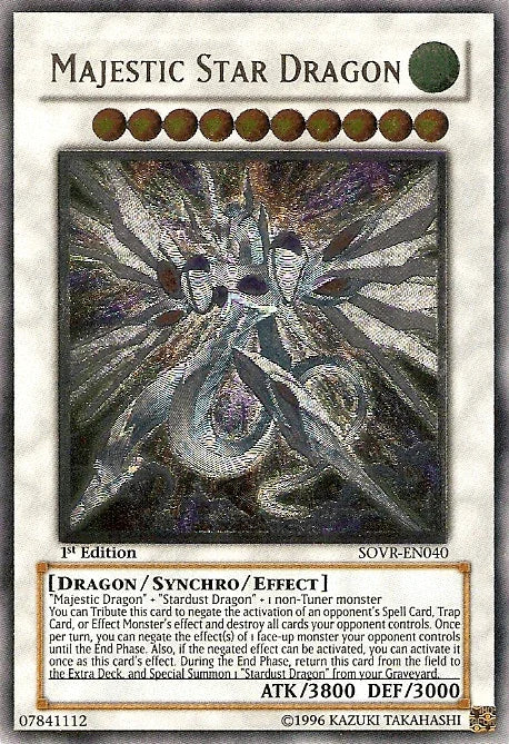 1st Edition, Dragon, Stardust Overdrive, Synchro/Effect Monster, Ultimate Rare, Unlimited, Wind Majestic Star Dragon [SOVR-EN040] Ultimate Rare - Trading Card World
