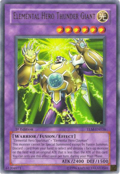 1st Edition, Fusion/Effect Monster, Light, The Lost Millennium, Ultra Rare, Unlimited, Warrior Elemental HERO Thunder Giant [TLM-EN036] Ultra Rare - Trading Card World