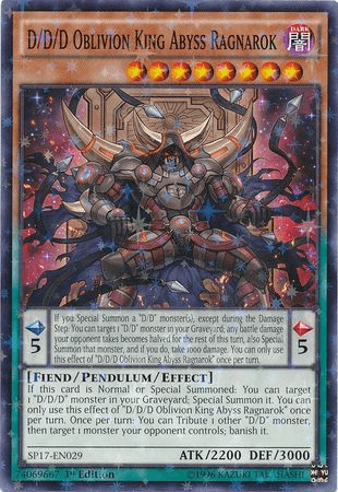 1st Edition, Dark, Fiend, Pendulum/Effect Monster, Star Pack - Battle Royal, Starfoil Rare D/D/D Oblivion King Abyss Ragnarok [SP17-EN029] Starfoil Rare - Trading Card World