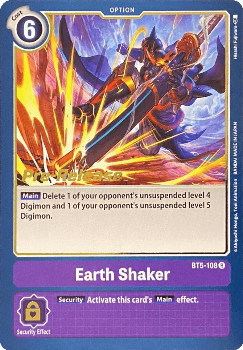 Battle of Omni Pre-Release Promos, BT5-108, Option, Purple, Rare Earth Shaker [BT5-108] [Battle of Omni Pre-Release Promos] - Trading Card World