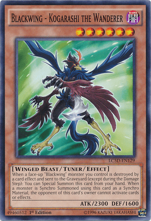 1st Edition, Common, Dark, Legendary Collection 5D's, Tuner/Effect Monster, Winged Beast Blackwing - Kogarashi the Wanderer [LC5D-EN129] Common - Trading Card World