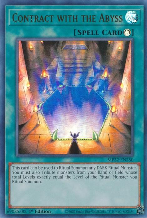 1st Edition, 2022 Tin of the Pharaoh's Gods, Ritual Spell, Spell, Ultra Rare Contract with the Abyss [MP22-EN250] Ultra Rare - Trading Card World